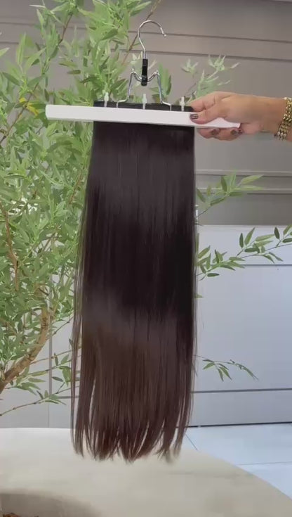 Cabelo Liso Brasileiro - Castanho Natural - fita invisível - 60 cm - (180g)