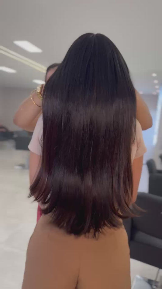 Cabelo Liso Brasileiro - Castanho Natural - fita invisível - 60 cm - (180g)