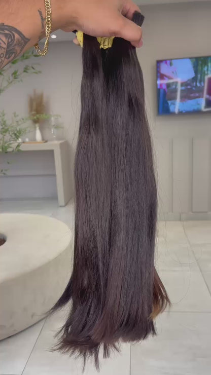 Cabelo Liso Brasileiro - Castanho Natural 50 cm (100g)