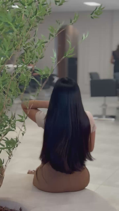 Cabelo Liso Brasileiro - Castanho Natural - fita invisível - 60 cm - (180g)